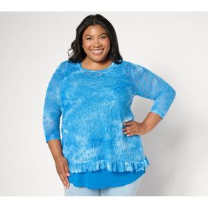 Fashion Women's Top Sz M Fine Lace -Sleeve Tank Set Blue A659289